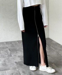 Per sist ence（パーシエンス）の「ハイウエストニットタイトロングフロントジップスカート（スカート）」