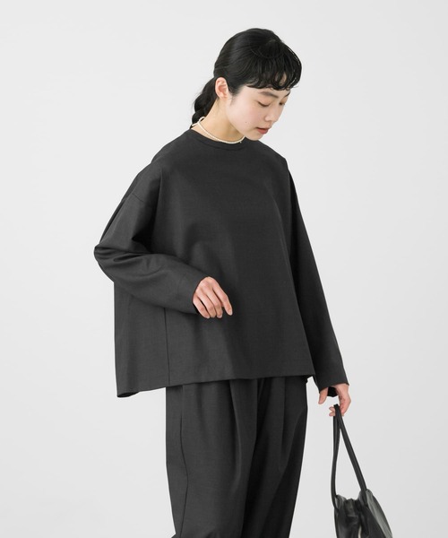 かぐれ（カグレ）の「クルーネックワイドプルオーバーブラウス（シャツ/ブラウス・レディース・チャコールグレー/ブラック・FREE）」の7枚目の写真