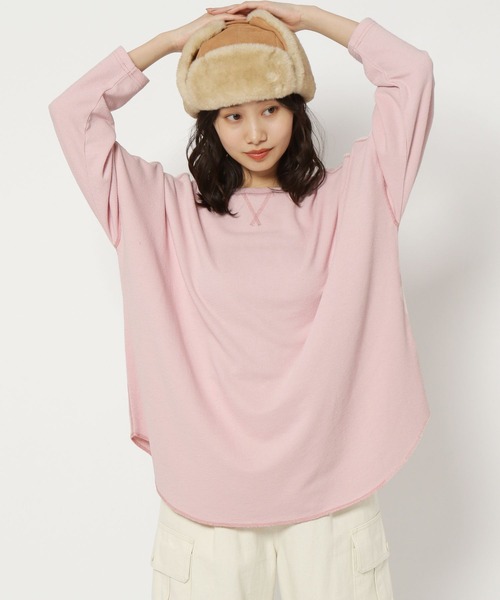 niko and...（ニコアンド）の「ミニパイルステッチBIGプルオーバー（Tシャツ/カットソー・レディース・チャコール/ブルー/アイボリー/ピンク・MEDIUM/LARGE）」の4枚目の写真