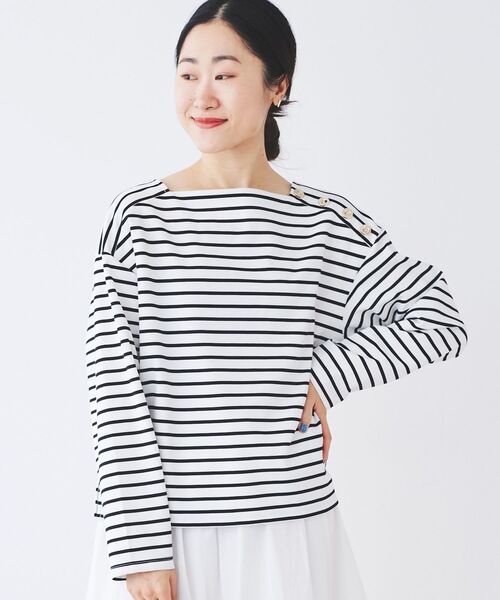 le.coeur blanc(ルクールブラン)の「ボタン付きボーダープルオーバー(Tシャツ/カットソー・レディース・ホワイト系その他/ベージュ系その他2・38)」の12枚目の写真