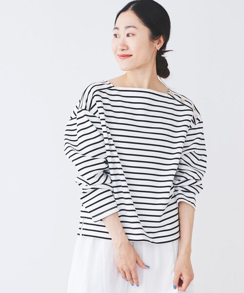le.coeur blanc(ルクールブラン)の「ボタン付きボーダープルオーバー(Tシャツ/カットソー・レディース・ホワイト系その他/ベージュ系その他2・38)」の21枚目の写真