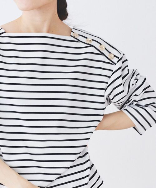 le.coeur blanc(ルクールブラン)の「ボタン付きボーダープルオーバー(Tシャツ/カットソー・レディース・ホワイト系その他/ベージュ系その他2・38)」の7枚目の写真