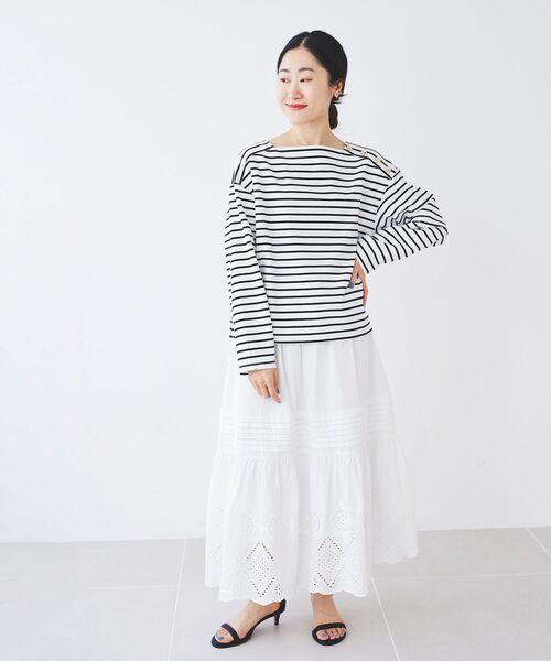 le.coeur blanc(ルクールブラン)の「ボタン付きボーダープルオーバー(Tシャツ/カットソー・レディース・ホワイト系その他/ベージュ系その他2・38)」の16枚目の写真