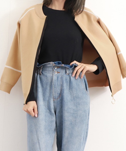 Miniministore(ミニミニストア)の「ジップアップニットジャケット レディース(カーディガン/ボレロ・レディース・ブラック/ベージュ/ブラウン/レッド・FREE)」の17枚目の写真