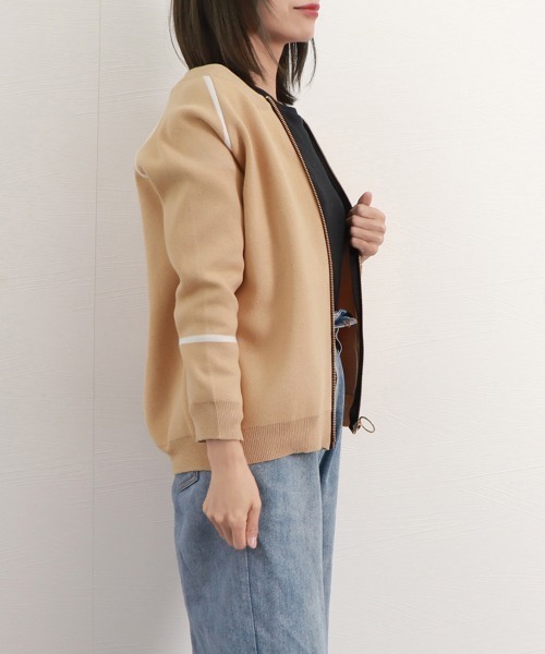 Miniministore(ミニミニストア)の「ジップアップニットジャケット レディース(カーディガン/ボレロ・レディース・ブラック/ベージュ/ブラウン/レッド・FREE)」の12枚目の写真
