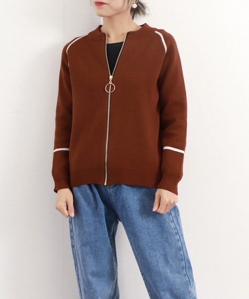 Miniministore(ミニミニストア)の「ジップアップニットジャケット レディース(カーディガン/ボレロ・レディース・ブラック/ベージュ/ブラウン/レッド・FREE)」の14枚目の写真