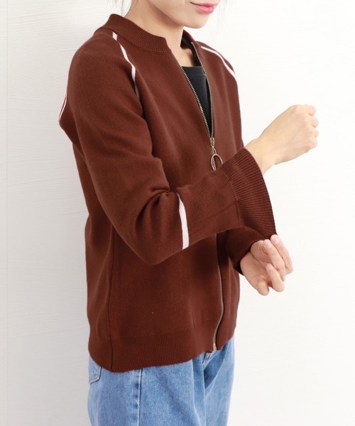 Miniministore(ミニミニストア)の「ジップアップニットジャケット レディース(カーディガン/ボレロ・レディース・ブラック/ベージュ/ブラウン/レッド・FREE)」の11枚目の写真