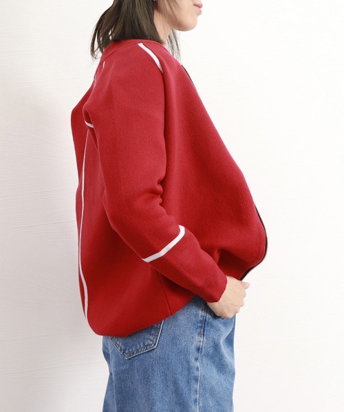 Miniministore(ミニミニストア)の「ジップアップニットジャケット レディース(カーディガン/ボレロ・レディース・ブラック/ベージュ/ブラウン/レッド・FREE)」の8枚目の写真