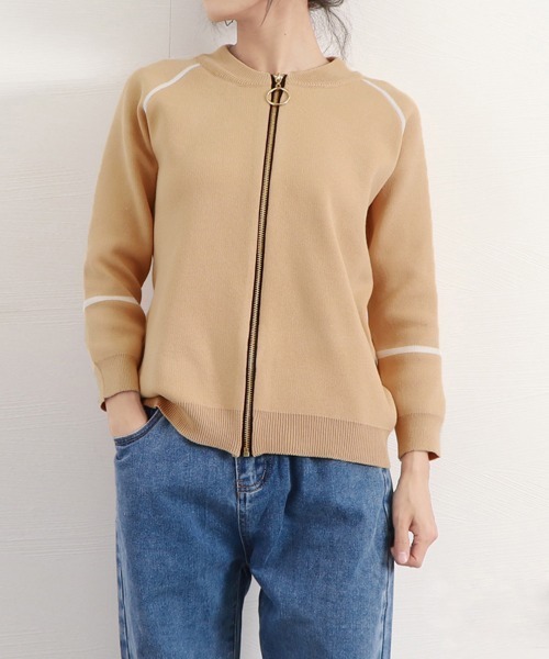 Miniministore(ミニミニストア)の「ジップアップニットジャケット レディース(カーディガン/ボレロ・レディース・ブラック/ベージュ/ブラウン/レッド・FREE)」の7枚目の写真