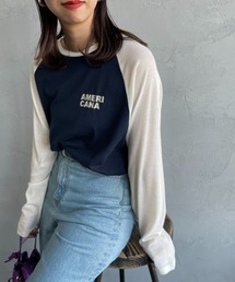 AMERICANA（アメリカーナ）の「[Americana×JEANS FACTORY/アメリカーナ×ジーンズファクトリー] 別注 袖シアーラグランロンT（Tシャツ/カットソー）」