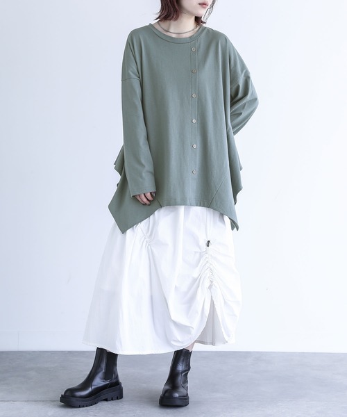 『ドレープデザインカットソー』（Tシャツ/カットソー）｜kOhAKU（コハク）