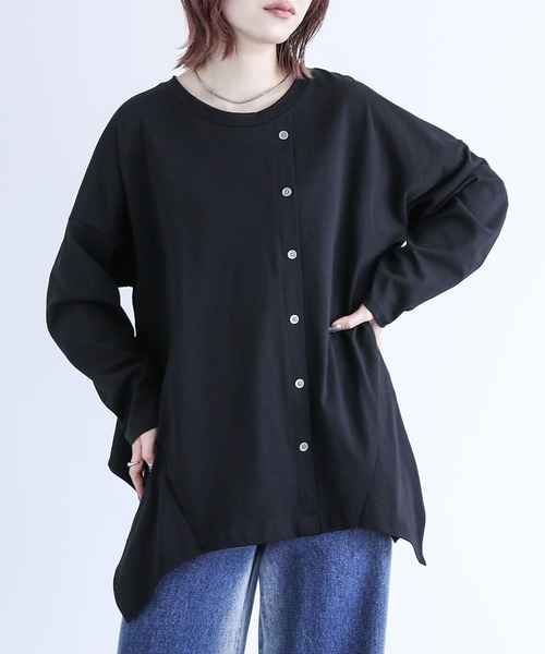 kOhAKU（コハク）の「『ドレープデザインカットソー』（Tシャツ/カットソー・レディース・グリーン/ブラック・FREE）」の3枚目の写真