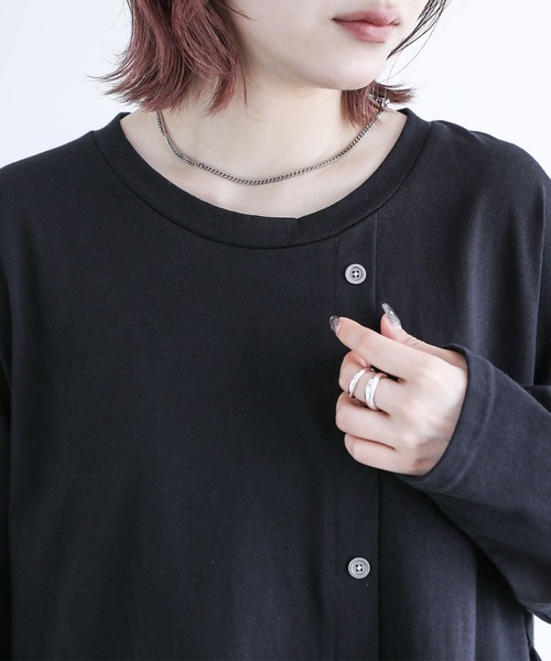 kOhAKU（コハク）の「『ドレープデザインカットソー』（Tシャツ/カットソー・レディース・グリーン/ブラック・FREE）」の7枚目の写真