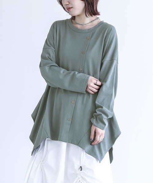 kOhAKU（コハク）の「『ドレープデザインカットソー』（Tシャツ/カットソー・レディース・グリーン/ブラック・FREE）」の9枚目の写真