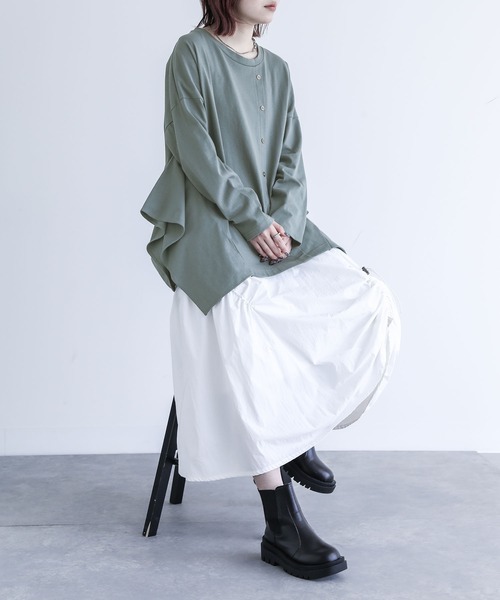 kOhAKU（コハク）の「『ドレープデザインカットソー』（Tシャツ/カットソー・レディース・グリーン/ブラック・FREE）」の12枚目の写真