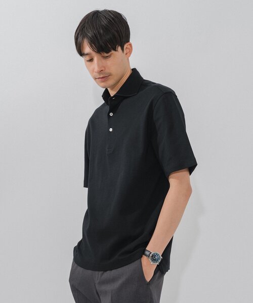 HERMES ブラック ポロシャツ 撥水＆汗染み防止機能” プロテック ポンチ ポロシャツ 'WEB限定