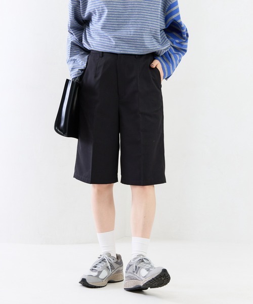 ENFOLD　センタープレス　ハーフパンツ nh-bottoms-02122 センタープレス ハーフパンツ グレージュ