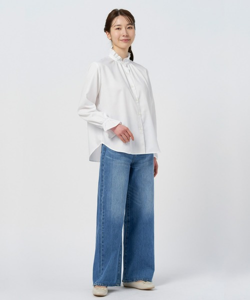 Pitta Re:)(ピッタリ)の「キャンディースリーブ長袖ブラウス カジュアルシャツ(シャツ/ブラウス・レディース・ホワイト・LL/L/M)」の5枚目の写真