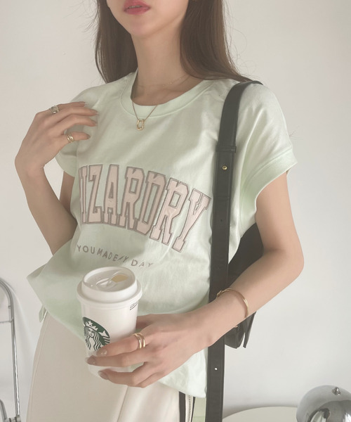 Ada.(エイダ)の「サテン刺繍 ロゴ フレンチスリーブ Tシャツ(Tシャツ/カットソー・レディース・ミント/オートミール/ブラック・FREE)」の13枚目の写真
