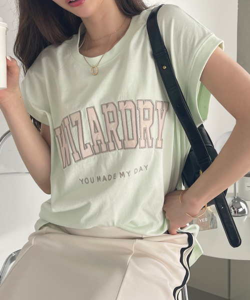 Ada.(エイダ)の「サテン刺繍 ロゴ フレンチスリーブ Tシャツ(Tシャツ/カットソー・レディース・ミント/オートミール/ブラック・FREE)」の15枚目の写真
