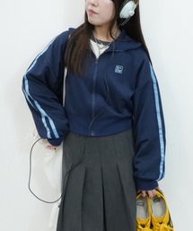 【低身長サイズあり】ワンポイント刺繍ショート丈トラックジャケット