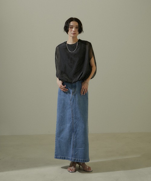 SALON adam et rope'（サロン アダム エ ロペ）の「シアーオーガンジーバルーンプルオーバー（Tシャツ/カットソー・レディース・ブラック/ベージュ・FREE）」の12枚目の写真