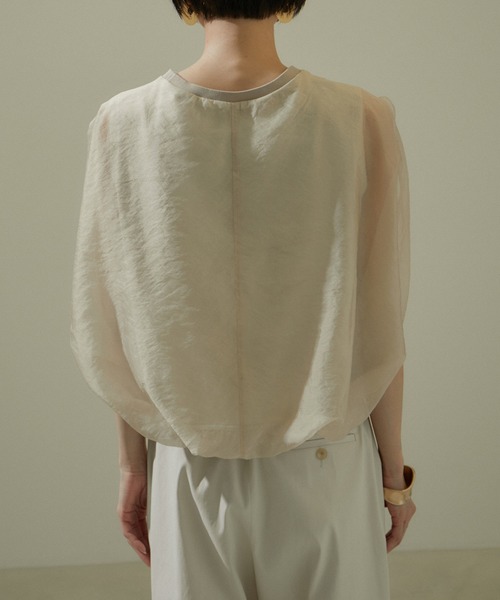 SALON adam et rope'（サロン アダム エ ロペ）の「シアーオーガンジーバルーンプルオーバー（Tシャツ/カットソー・レディース・ブラック/ベージュ・FREE）」の8枚目の写真