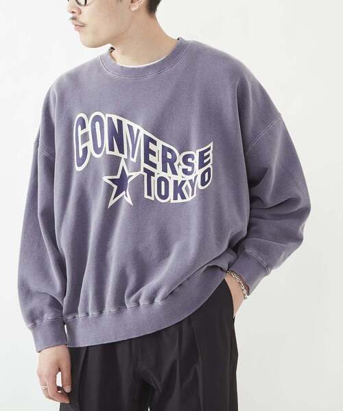 CONVERSE TOKYO（コンバーストウキョウ）の「VINTAGE LIKE LOGO PRINT SWEAT（スウェット・レディース・ネイビー/パープル/ブラック・FREE）」の3枚目の写真