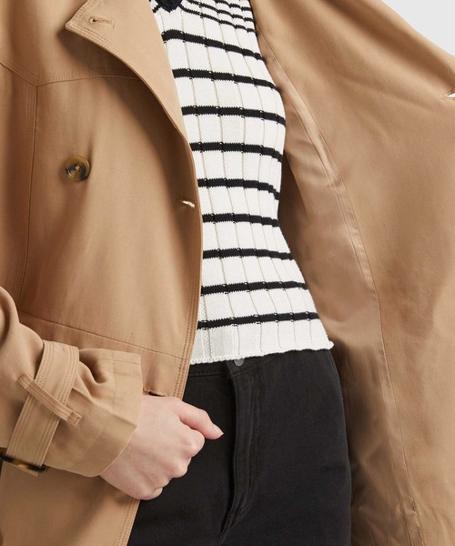 BENETTON (UNITED COLORS OF BENETTON)（ベネトンユナイテッドカラーズオブベネトン）の「ベルト付きダブルステッチトレンチコート（トレンチコート・レディース・カーキ/ベージュ・MEDIUM/X-SMALL/XX-SMALL/SMALL）」の9枚目の写真