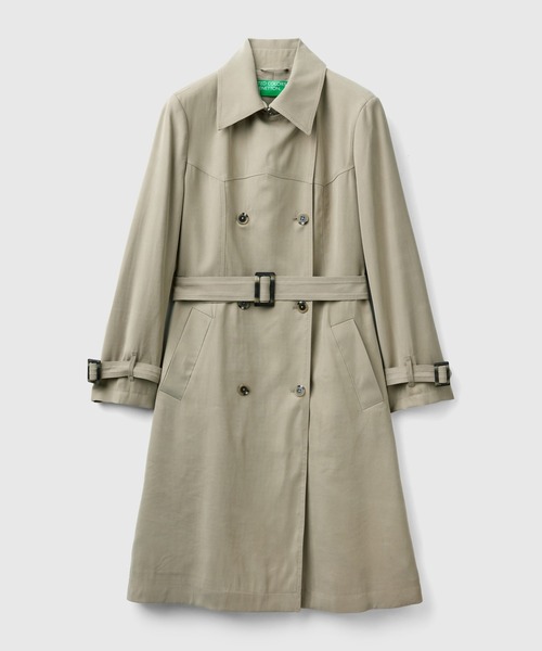 BENETTON (UNITED COLORS OF BENETTON)（ベネトンユナイテッドカラーズオブベネトン）の「ベルト付きダブルステッチトレンチコート（トレンチコート・レディース・カーキ/ベージュ・MEDIUM/X-SMALL/XX-SMALL/SMALL）」の13枚目の写真