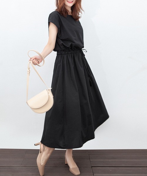 Miniministore(ミニミニストア)の「リネンワンピース フレンチスリーブ(ワンピース・レディース・ライトブルー/カーキ/ブラック/ダークグリーン/ミント/オレンジ/ネイビー/ベージュ/チェック・L/M)」の14枚目の写真
