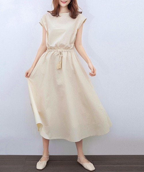 Miniministore(ミニミニストア)の「リネンワンピース フレンチスリーブ(ワンピース・レディース・ライトブルー/カーキ/ブラック/ダークグリーン/ミント/オレンジ/ネイビー/ベージュ/チェック・L/M)」の20枚目の写真