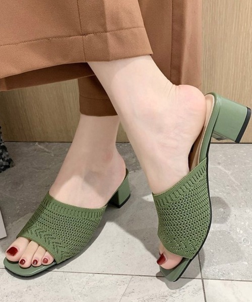 Miniministore(ミニミニストア)の「ミュールサンダル チャンキーヒール 美脚(サンダル・レディース・イエロー/ベージュ/グリーン/ブラック・23.5cm/23.0cm/24.0cm/22.5cm/24.5cm)」の3枚目の写真