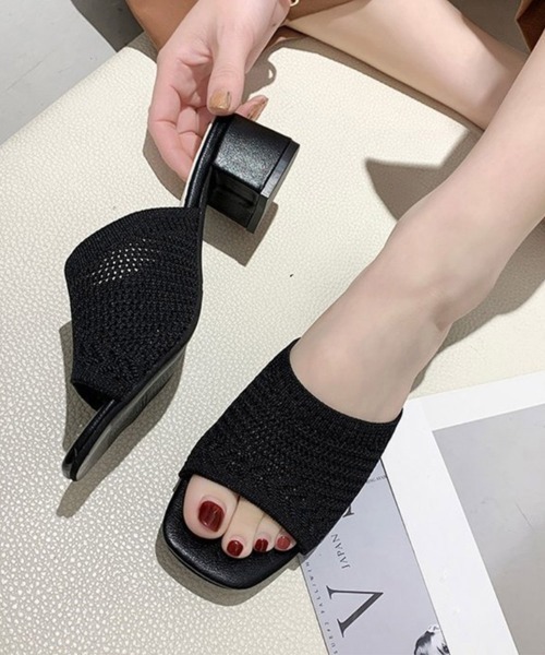 Miniministore(ミニミニストア)の「ミュールサンダル チャンキーヒール 美脚(サンダル・レディース・イエロー/ベージュ/グリーン/ブラック・23.5cm/23.0cm/24.0cm/22.5cm/24.5cm)」の1枚目の写真