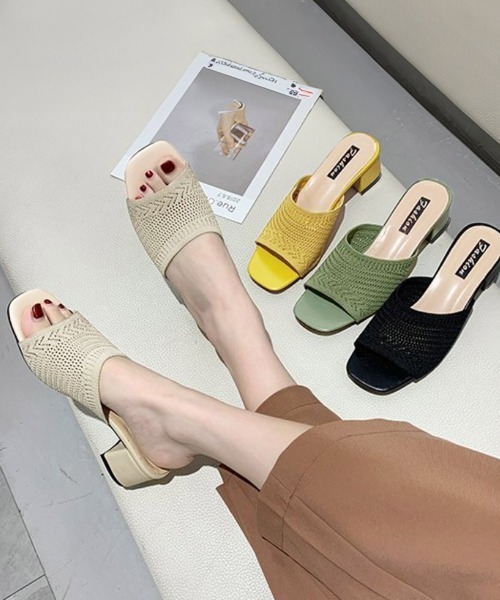 Miniministore(ミニミニストア)の「ミュールサンダル チャンキーヒール 美脚(サンダル・レディース・イエロー/ベージュ/グリーン/ブラック・23.5cm/23.0cm/24.0cm/22.5cm/24.5cm)」の5枚目の写真