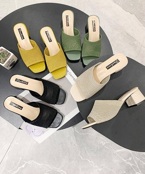 Miniministore(ミニミニストア)の「ミュールサンダル チャンキーヒール 美脚(サンダル・レディース・イエロー/ベージュ/グリーン/ブラック・23.5cm/23.0cm/24.0cm/22.5cm/24.5cm)」の6枚目の写真