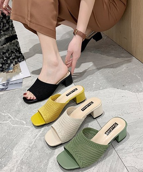 Miniministore(ミニミニストア)の「ミュールサンダル チャンキーヒール 美脚(サンダル・レディース・イエロー/ベージュ/グリーン/ブラック・23.5cm/23.0cm/24.0cm/22.5cm/24.5cm)」の9枚目の写真