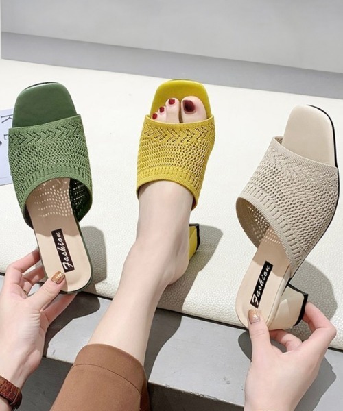 Miniministore(ミニミニストア)の「ミュールサンダル チャンキーヒール 美脚(サンダル・レディース・イエロー/ベージュ/グリーン/ブラック・23.5cm/23.0cm/24.0cm/22.5cm/24.5cm)」の12枚目の写真