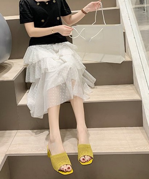 Miniministore(ミニミニストア)の「ミュールサンダル チャンキーヒール 美脚(サンダル・レディース・イエロー/ベージュ/グリーン/ブラック・23.5cm/23.0cm/24.0cm/22.5cm/24.5cm)」の14枚目の写真
