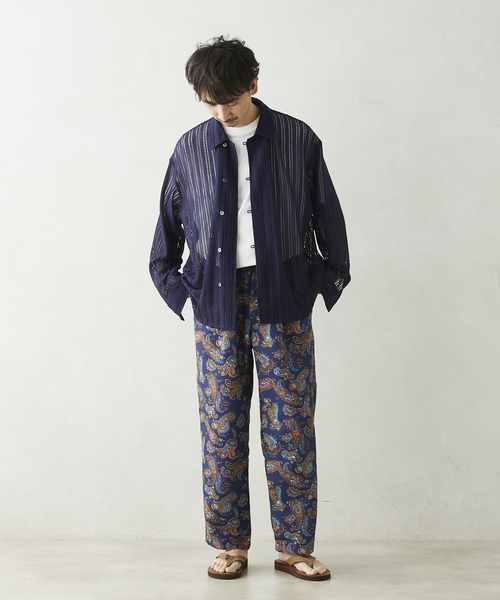 JOURNAL STANDARD relume（ジャーナルスタンダード　レリューム）の「ストライプレース ループシャツ（シャツ/ブラウス・メンズ・ラベンダー/チャコールグレー/アイボリー・MEDIUM/LARGE）」の7枚目の写真