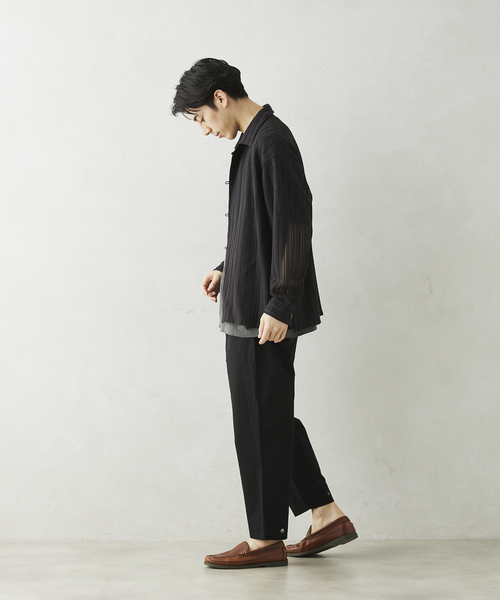 JOURNAL STANDARD relume（ジャーナルスタンダード　レリューム）の「ストライプレース ループシャツ（シャツ/ブラウス・メンズ・ラベンダー/チャコールグレー/アイボリー・MEDIUM/LARGE）」の9枚目の写真