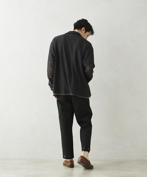 JOURNAL STANDARD relume（ジャーナルスタンダード　レリューム）の「ストライプレース ループシャツ（シャツ/ブラウス・メンズ・ラベンダー/チャコールグレー/アイボリー・MEDIUM/LARGE）」の10枚目の写真