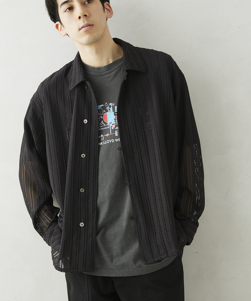 JOURNAL STANDARD relume（ジャーナルスタンダード　レリューム）の「ストライプレース ループシャツ（シャツ/ブラウス・メンズ・ラベンダー/チャコールグレー/アイボリー・MEDIUM/LARGE）」の12枚目の写真