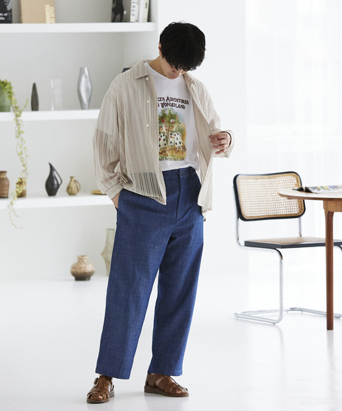 JOURNAL STANDARD relume（ジャーナルスタンダード　レリューム）の「ストライプレース ループシャツ（シャツ/ブラウス・メンズ・ラベンダー/チャコールグレー/アイボリー・MEDIUM/LARGE）」の16枚目の写真