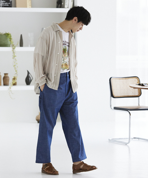 JOURNAL STANDARD relume（ジャーナルスタンダード　レリューム）の「ストライプレース ループシャツ（シャツ/ブラウス・メンズ・ラベンダー/チャコールグレー/アイボリー・MEDIUM/LARGE）」の17枚目の写真