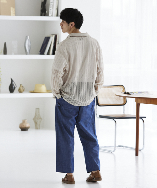 JOURNAL STANDARD relume（ジャーナルスタンダード　レリューム）の「ストライプレース ループシャツ（シャツ/ブラウス・メンズ・ラベンダー/チャコールグレー/アイボリー・MEDIUM/LARGE）」の18枚目の写真