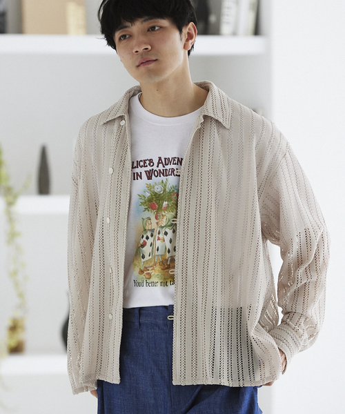 JOURNAL STANDARD relume（ジャーナルスタンダード　レリューム）の「ストライプレース ループシャツ（シャツ/ブラウス・メンズ・ラベンダー/チャコールグレー/アイボリー・MEDIUM/LARGE）」の19枚目の写真