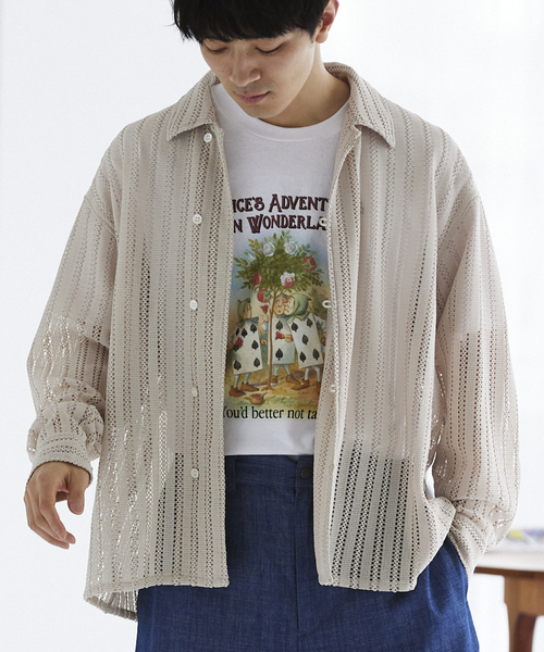 JOURNAL STANDARD relume（ジャーナルスタンダード　レリューム）の「ストライプレース ループシャツ（シャツ/ブラウス・メンズ・ラベンダー/チャコールグレー/アイボリー・MEDIUM/LARGE）」の22枚目の写真