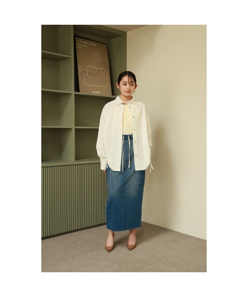 Vicente(ヴィセンテ)の「Metal Point Side Shirring Shirt(シャツ/ブラウス・レディース・ネイビー/ホワイト・FREE)」の8枚目の写真