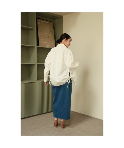 Vicente(ヴィセンテ)の「Metal Point Side Shirring Shirt(シャツ/ブラウス・レディース・ネイビー/ホワイト・FREE)」の9枚目の写真